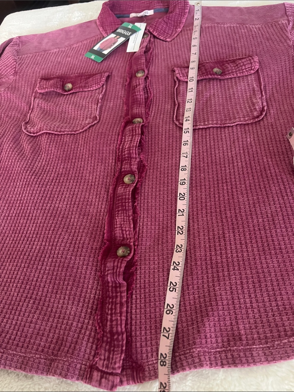 NWT Briggs New York Corduroy Button-Front Shirt Jacket in Mauve Pink Size XL - Picture 12 of 16